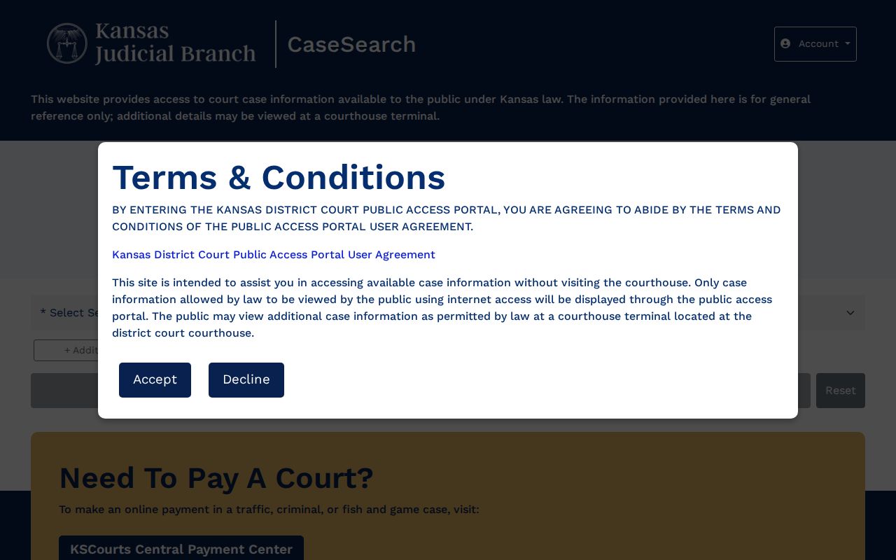 Kansas court search for Wabaunsee County released inmate case records
