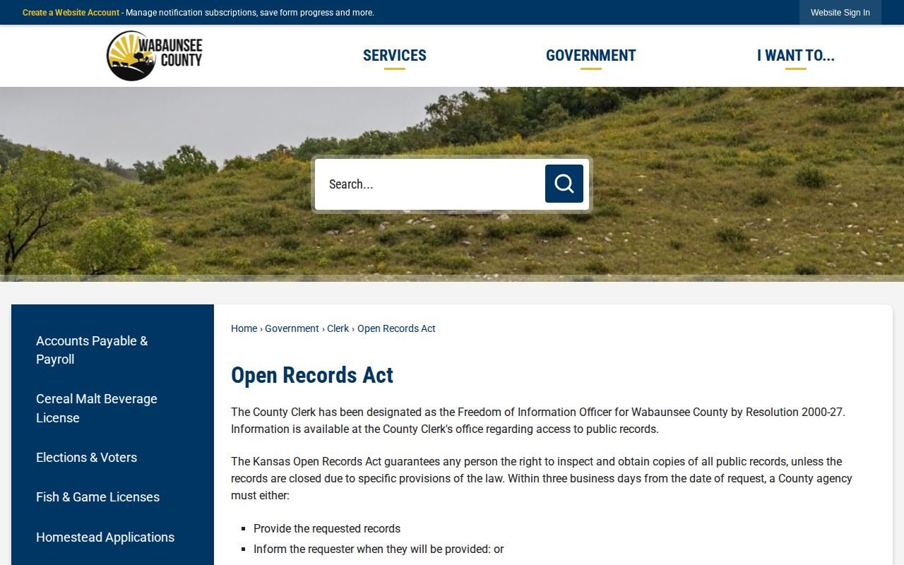 Wabaunsee County released inmate open-records request guidance